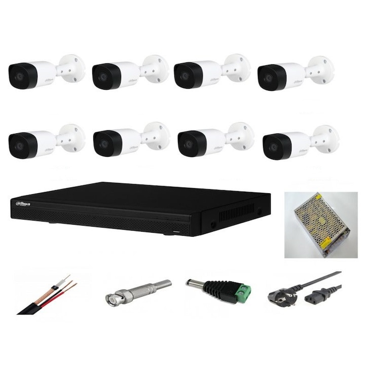 Kit supraveghere video Hikvision 8MP, cu 4 camere 8MP de interior si HDD 1 TB cu accesorii montaj MK601