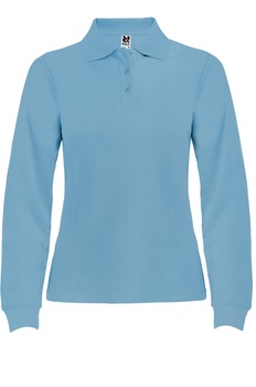 Tricou polo cu maneca lunga femei, bumbac, Roly Estrella, Albastru deschis Tricou polo cu maneca lunga femei, bumbac, Roly Estrella, Albastru deschis