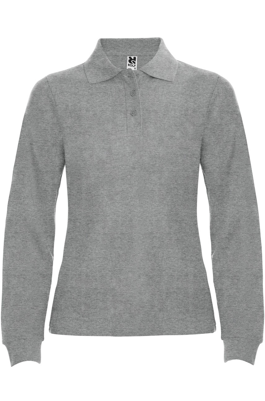 Tricou polo cu maneca lunga femei, bumbac, Roly Estrella, Gri