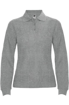 Tricou polo cu maneca lunga femei, bumbac, Roly Estrella, Gri Tricou polo cu maneca lunga femei, bumbac, Roly Estrella, Gri
