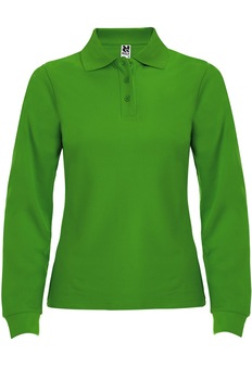 Tricou polo cu maneca lunga femei, bumbac, Roly Estrella, Verde iarba Tricou polo cu maneca lunga femei, bumbac, Roly Estrella, Verde iarba