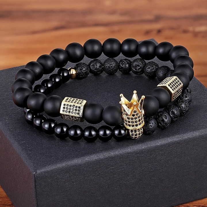 Bratari Brooks Agate Stones Crown,Elastice,Cristale Zirconiu