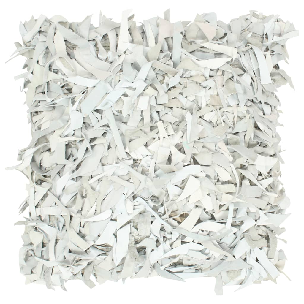 Pernuta Shaggy, gri deschis, 60x60 cm, piele si bumbac