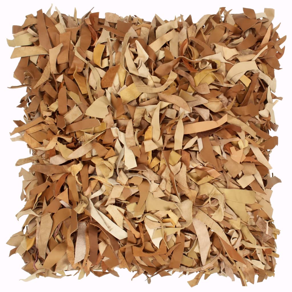 Perna decorativa vidaXL, Piele, 60x60 cm, Maro