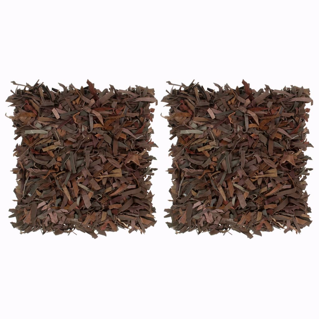Set de 2 perne decorative, vidaXL, Piele, 45x45 cm, Maro