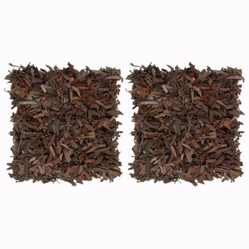 Set de 2 perne decorative, vidaXL, Piele, 45x45 cm, Maro Set de 2 perne decorative, vidaXL, Piele, 45x45 cm, Maro