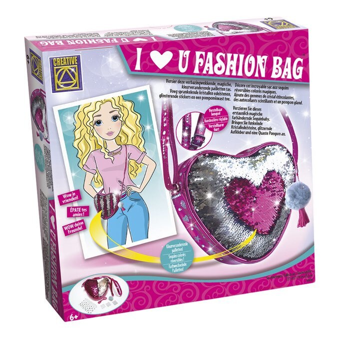 Geanta in froma de inima cu paiete reversibile + accesorii decorative geanta , ATS