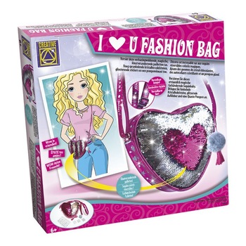 Geanta in froma de inima cu paiete reversibile + accesorii decorative geanta , ATS Geanta in froma de inima cu paiete reversibile + accesorii decorative geanta , ATS