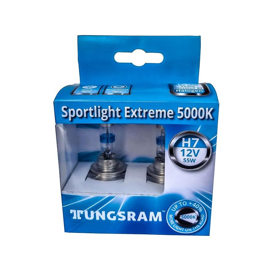 Set 2 becuri auto cu halogen Tungsram H7 Sportlight Extreme, 5000k, 12V, 55W,  PX26D 