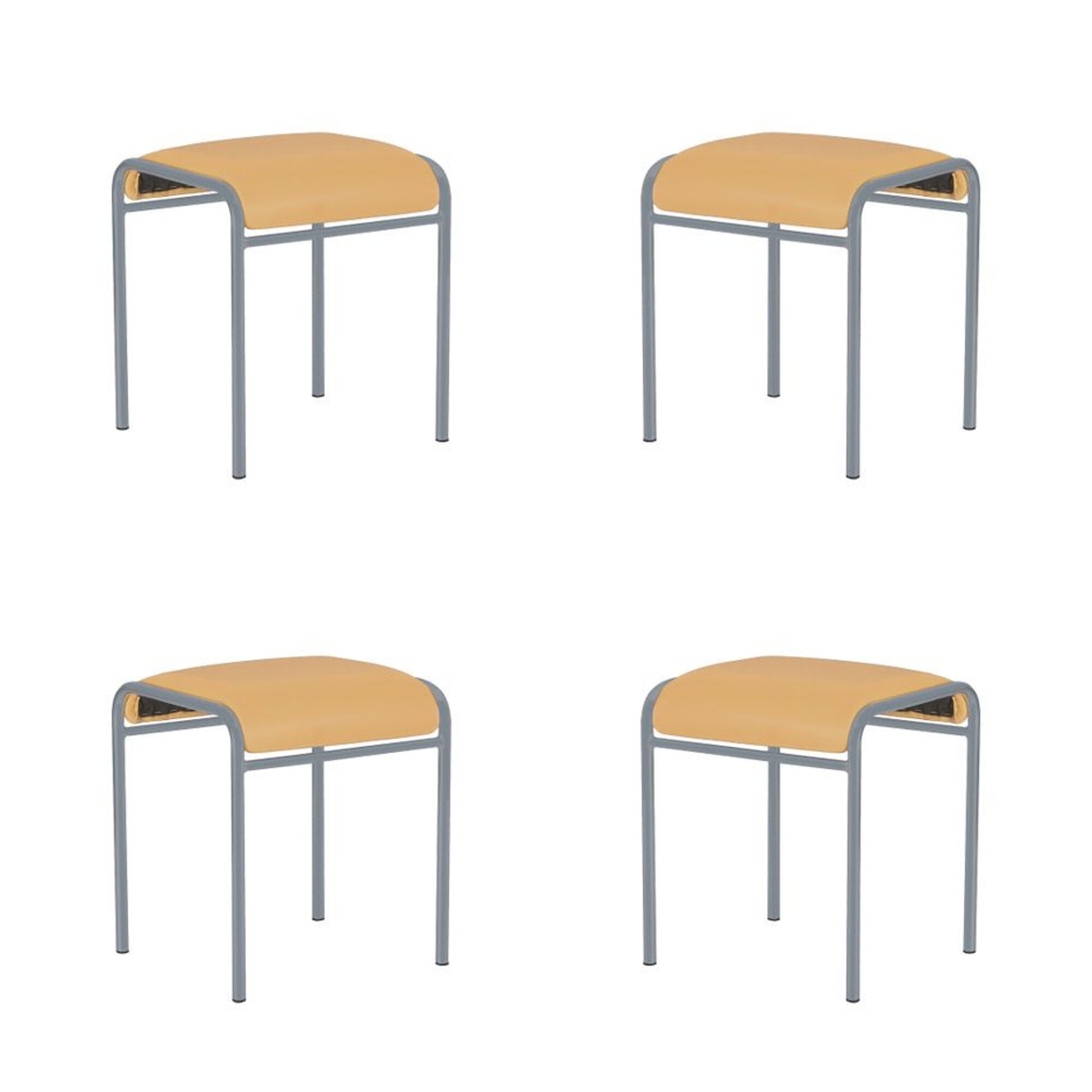 Set 4 scaune de tip taburet CADDY ALU, Ocru piele ecologica