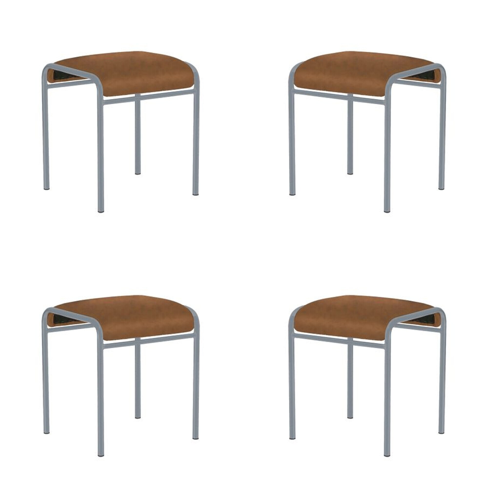 Set 4 scaune de tip taburet CADDY Alu, Aramiu