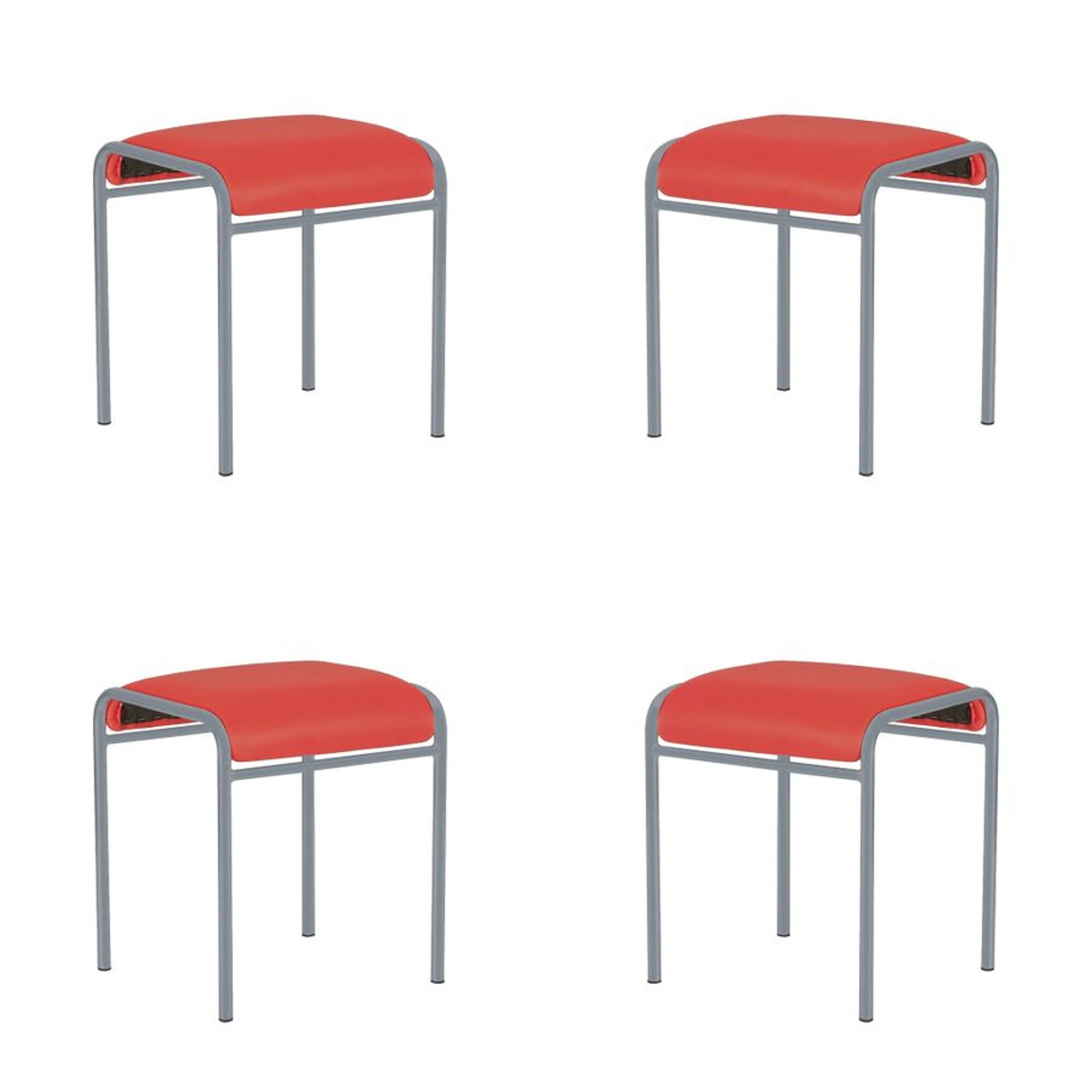 Set 4 scaune de tip taburet CADDY Alu, Rosu