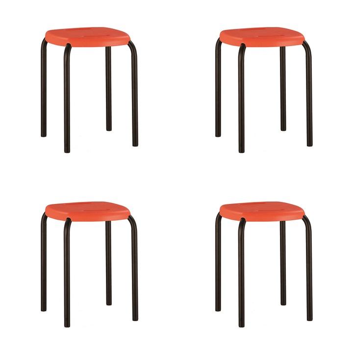 Set 4 scaune de tip taburet BOOM Black, Portocaliu