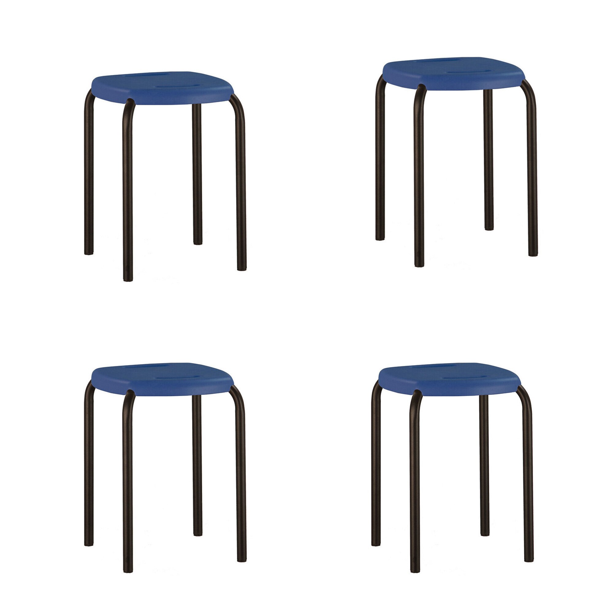 Set 4 scaune de tip taburet BOOM Black, Albastru