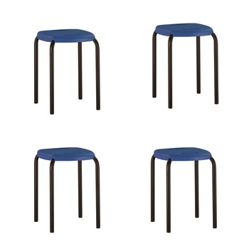 Set 4 scaune de tip taburet BOOM Black, Albastru Set 4 scaune de tip taburet BOOM Black, Albastru