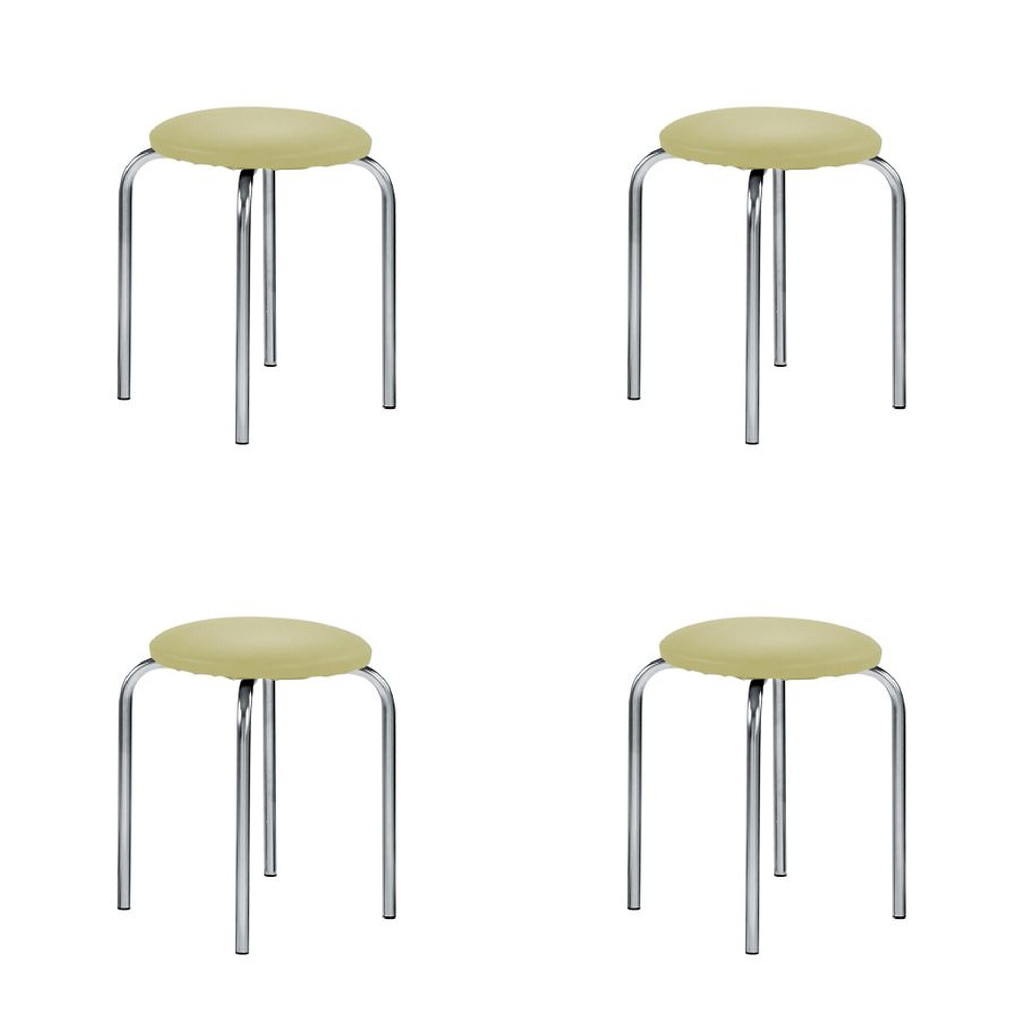 Set 4 scaune de tip taburet CHICO, Oliv piele ecologica