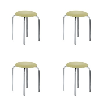 Set 4 scaune de tip taburet CHICO, Oliv piele ecologica