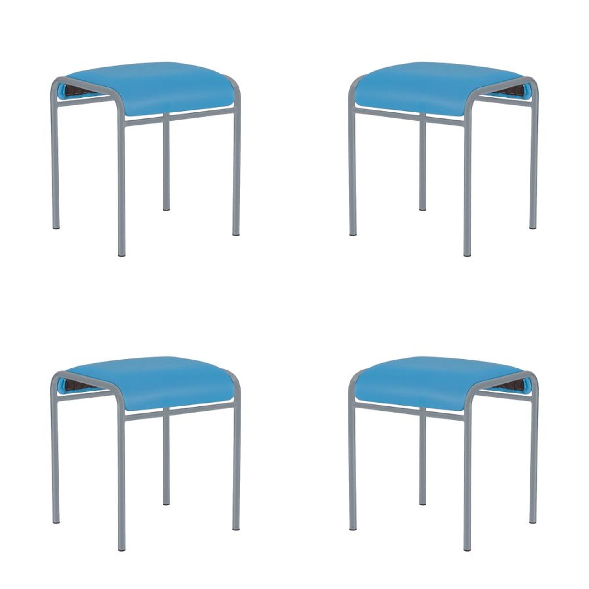 Set 4 scaune de tip CADDY ALU, Albastru piele ecologica