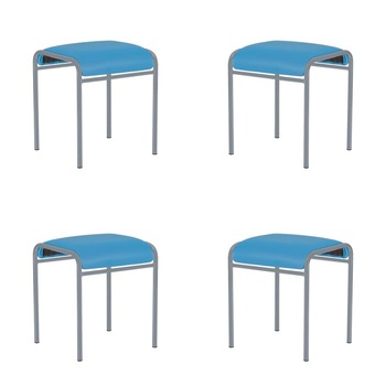Set 4 scaune de tip CADDY ALU, Albastru piele ecologica