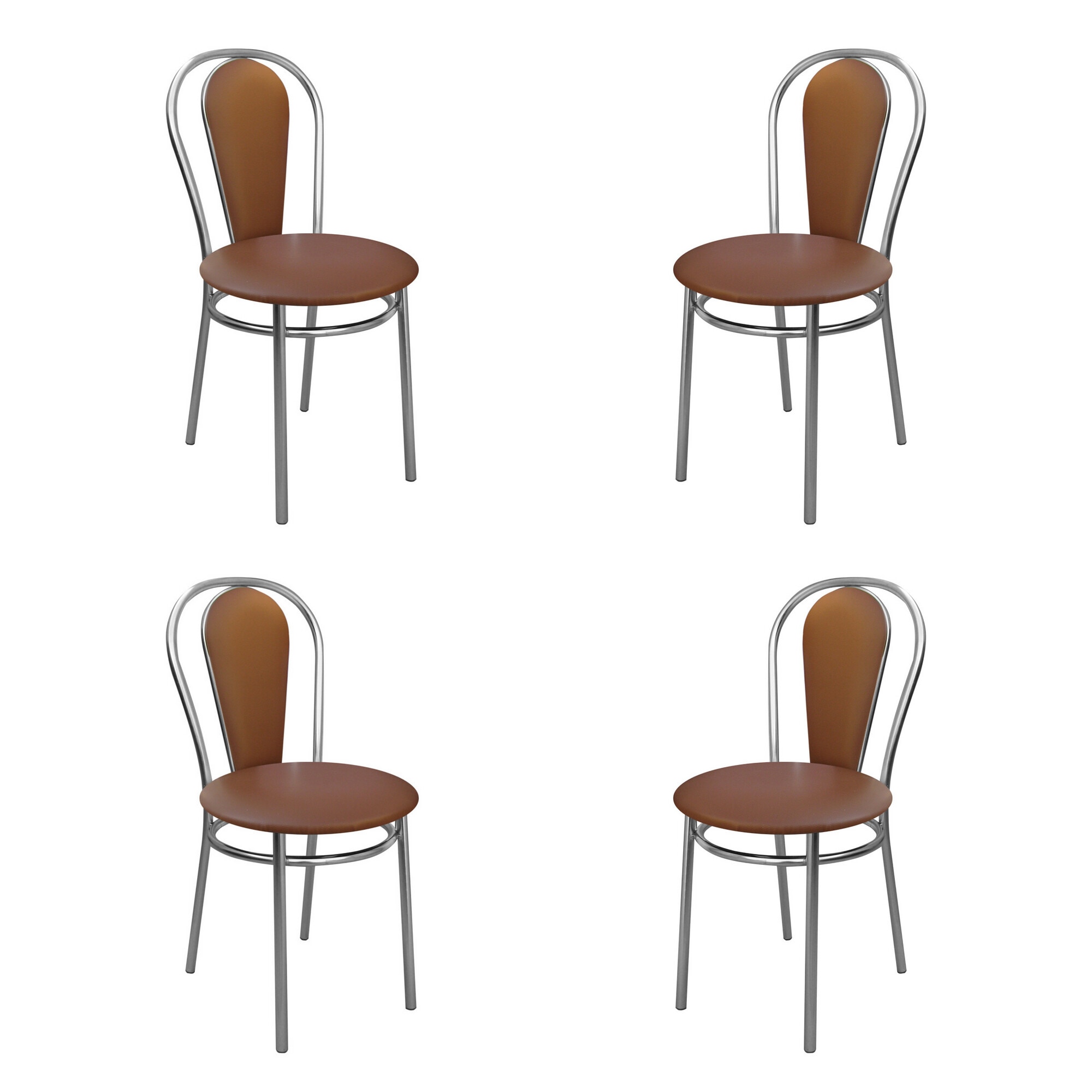 Set 4 scaune dining/bucatarie FLORINO, Maro piele ecologica