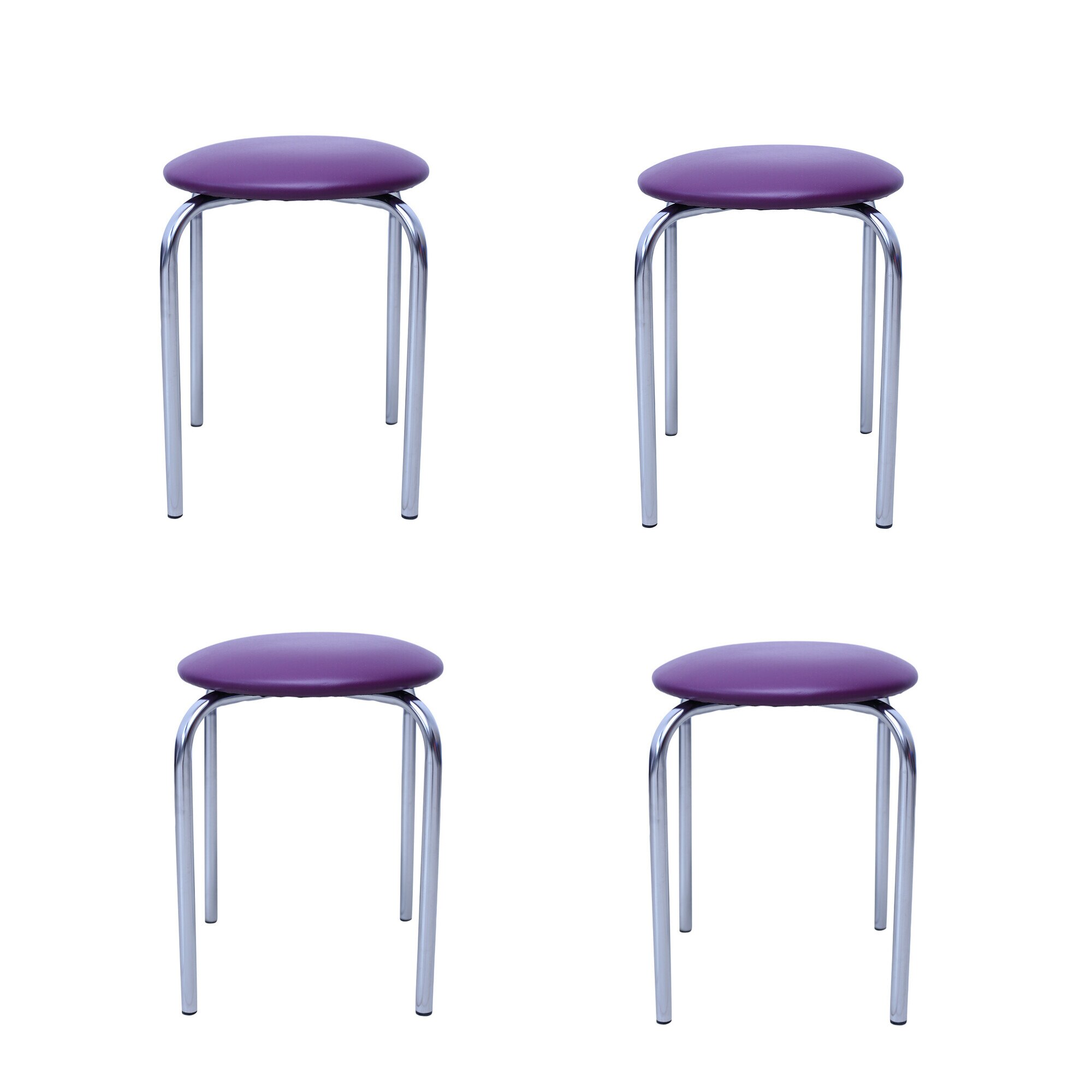 Set 4 scaune de tip taburet CHICO, Mov piele ecologica