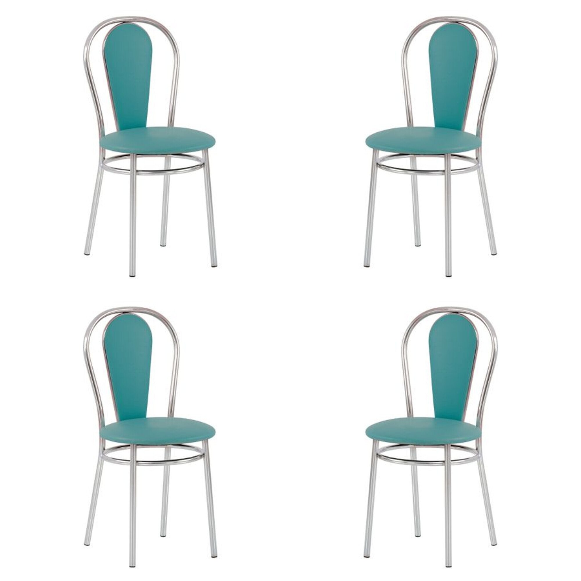 Set 4 scaune dining/bucatarie FLORINO, Turcoaz piele ecologica