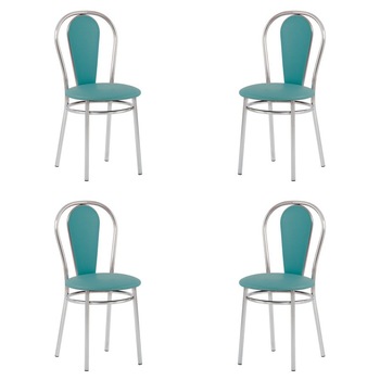 Set 4 scaune dining/bucatarie FLORINO, Turcoaz piele ecologica