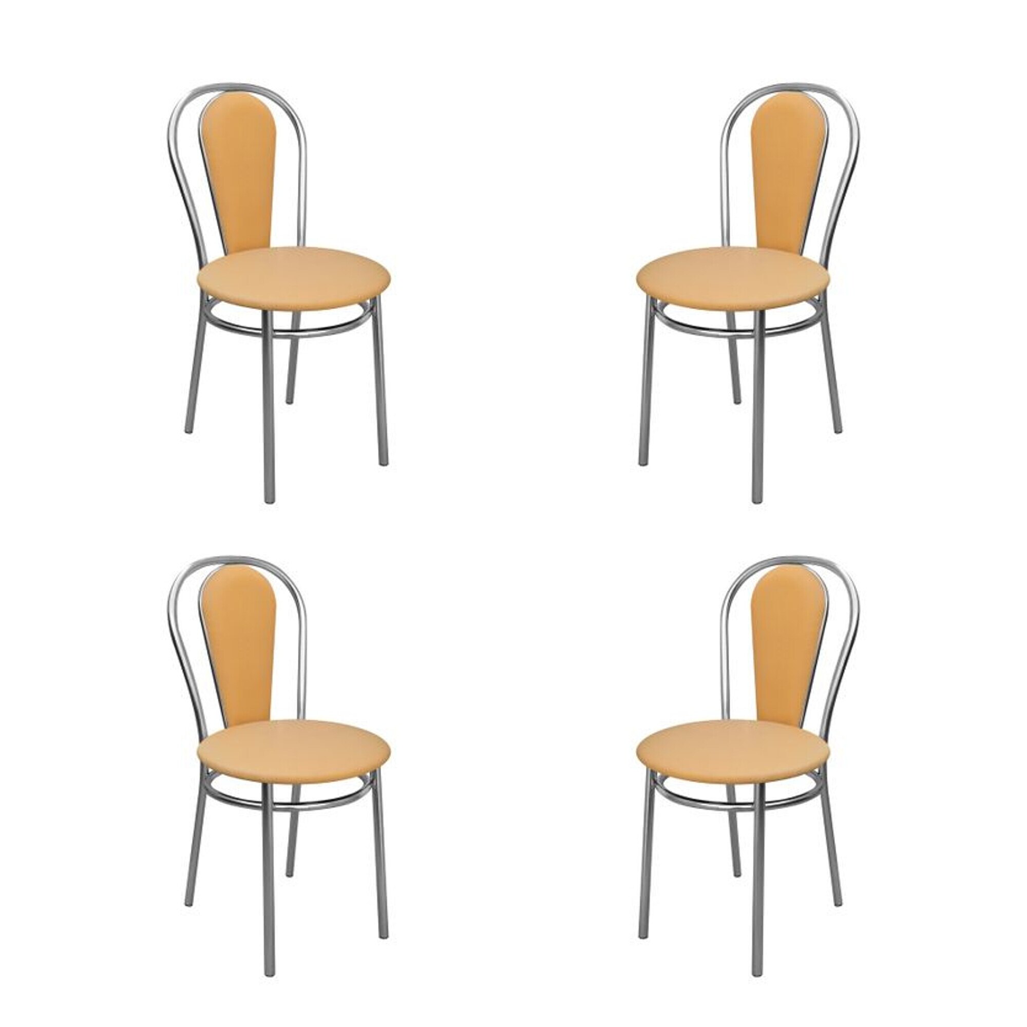 Set 4 scaune dining/bucatarie FLORINO, Ocru piele ecologica