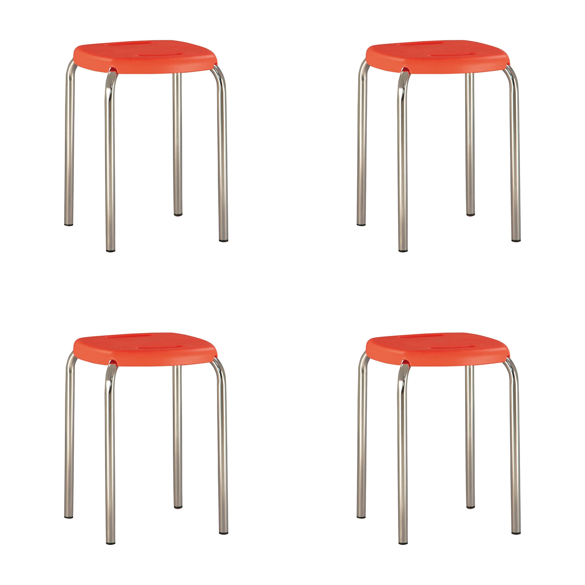 Set 4 scaune de tip taburet BOOM Chrome, Portocaliu