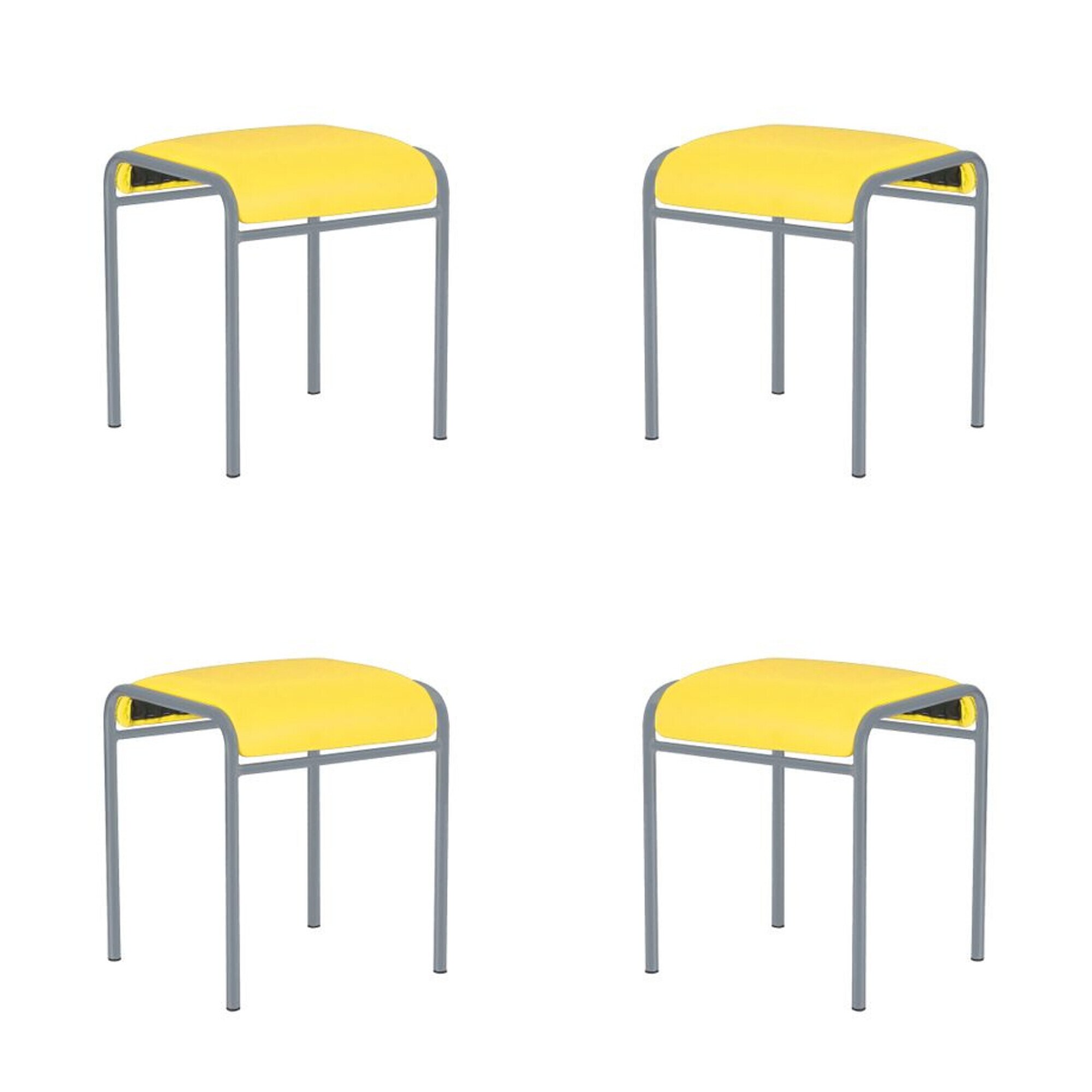 Set 4 scaune de tip taburet CADDY ALU, Galben piele ecologica