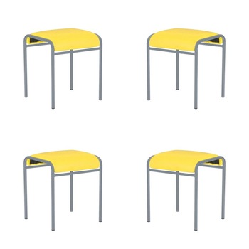 Set 4 scaune de tip taburet CADDY ALU, Galben piele ecologica