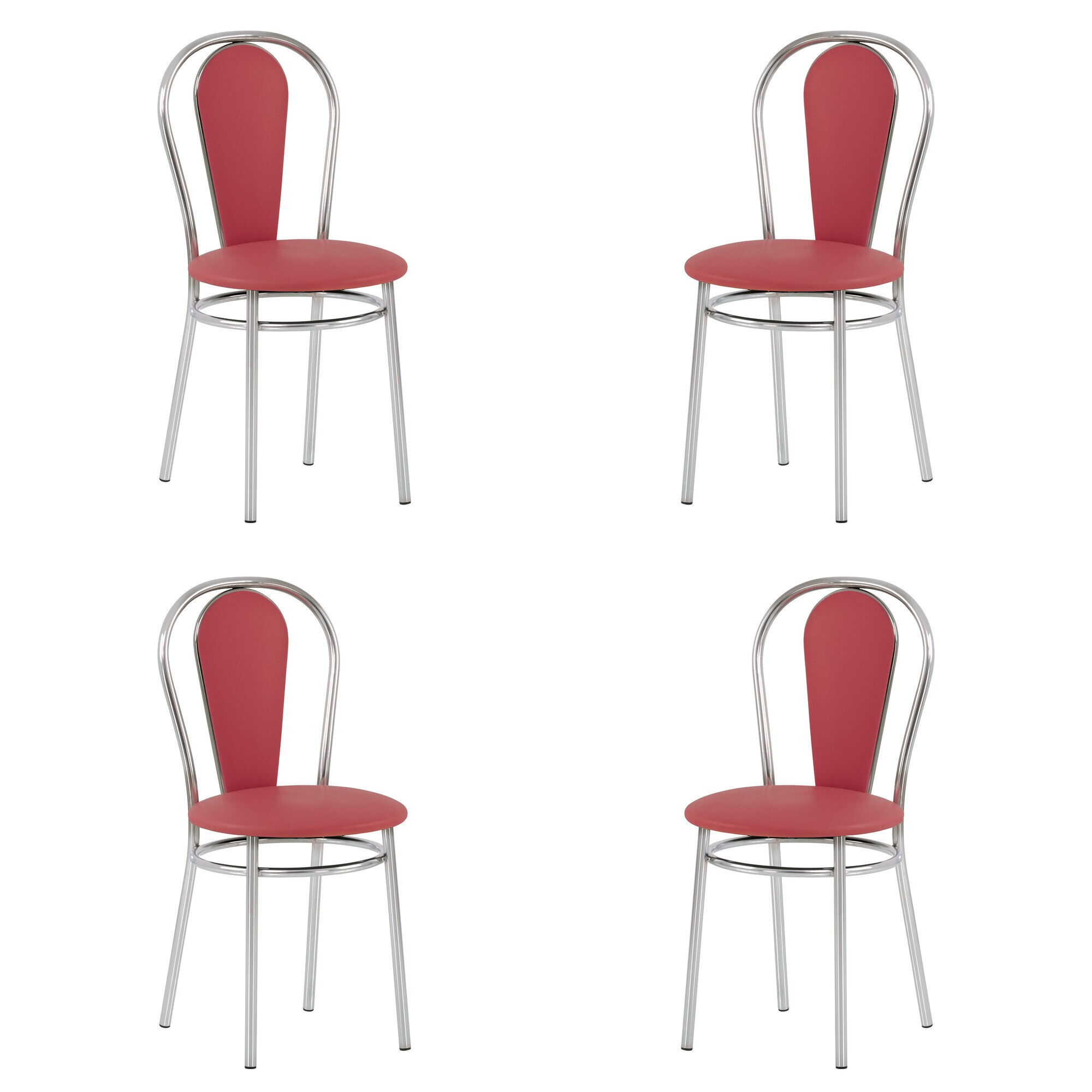 Set 4 scaune dining/bucatarie FLORINO, Carmin piele ecologica