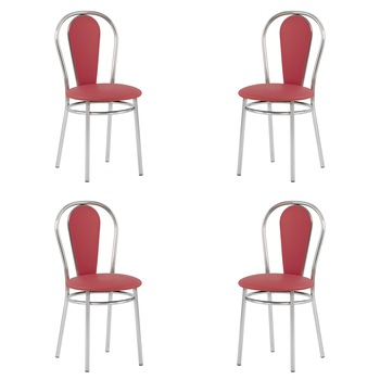 Set 4 scaune dining/bucatarie FLORINO, Carmin piele ecologica