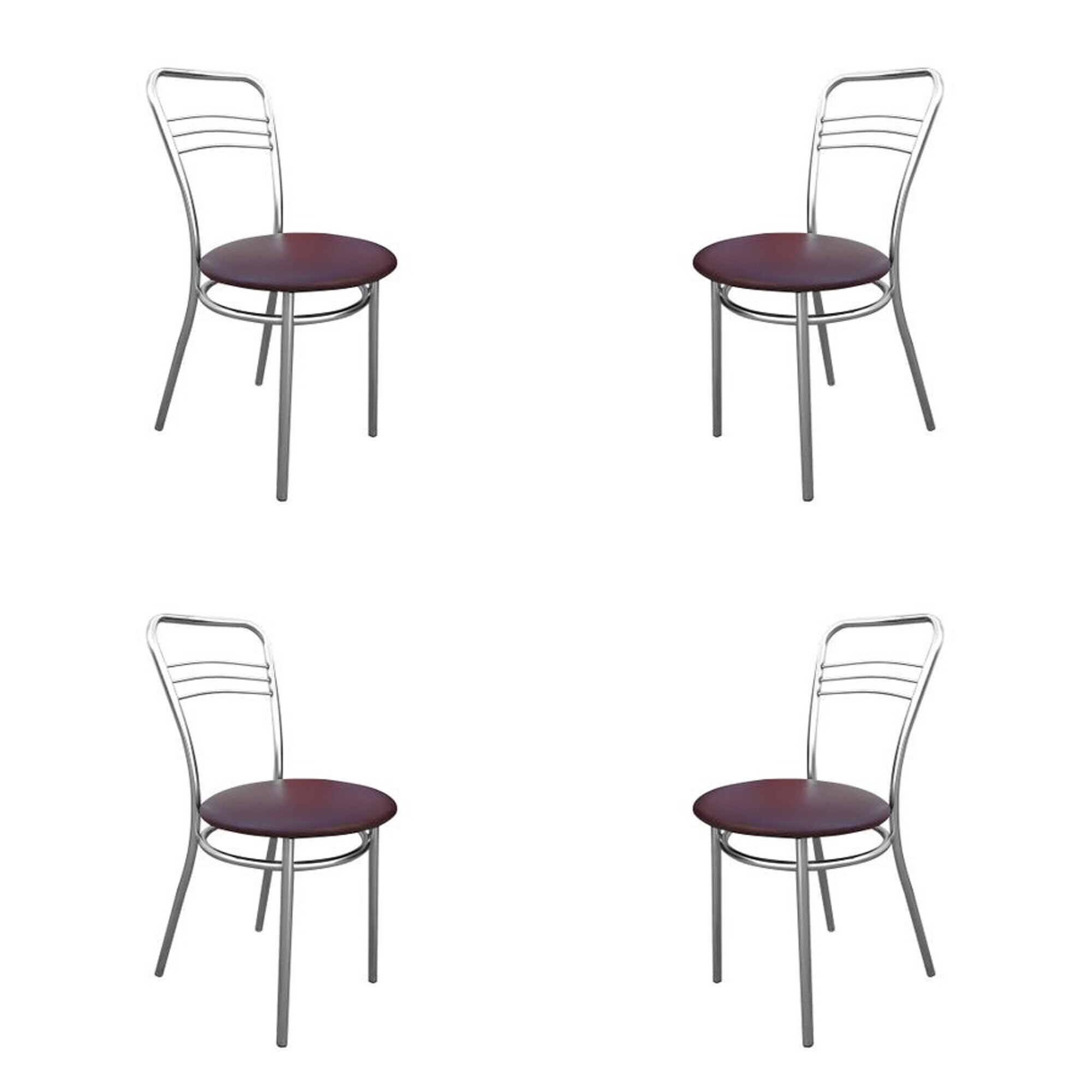 Set 4 scaune dining/bucatarie ARGENTO, Bordo inchis piele ecologica