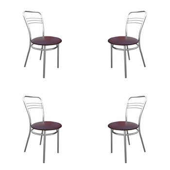 Set 4 scaune dining/bucatarie ARGENTO, Bordo inchis piele ecologica