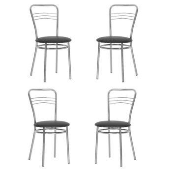Set 4 scaune dining/bucatarie ARGENTO, Negru piele ecologica