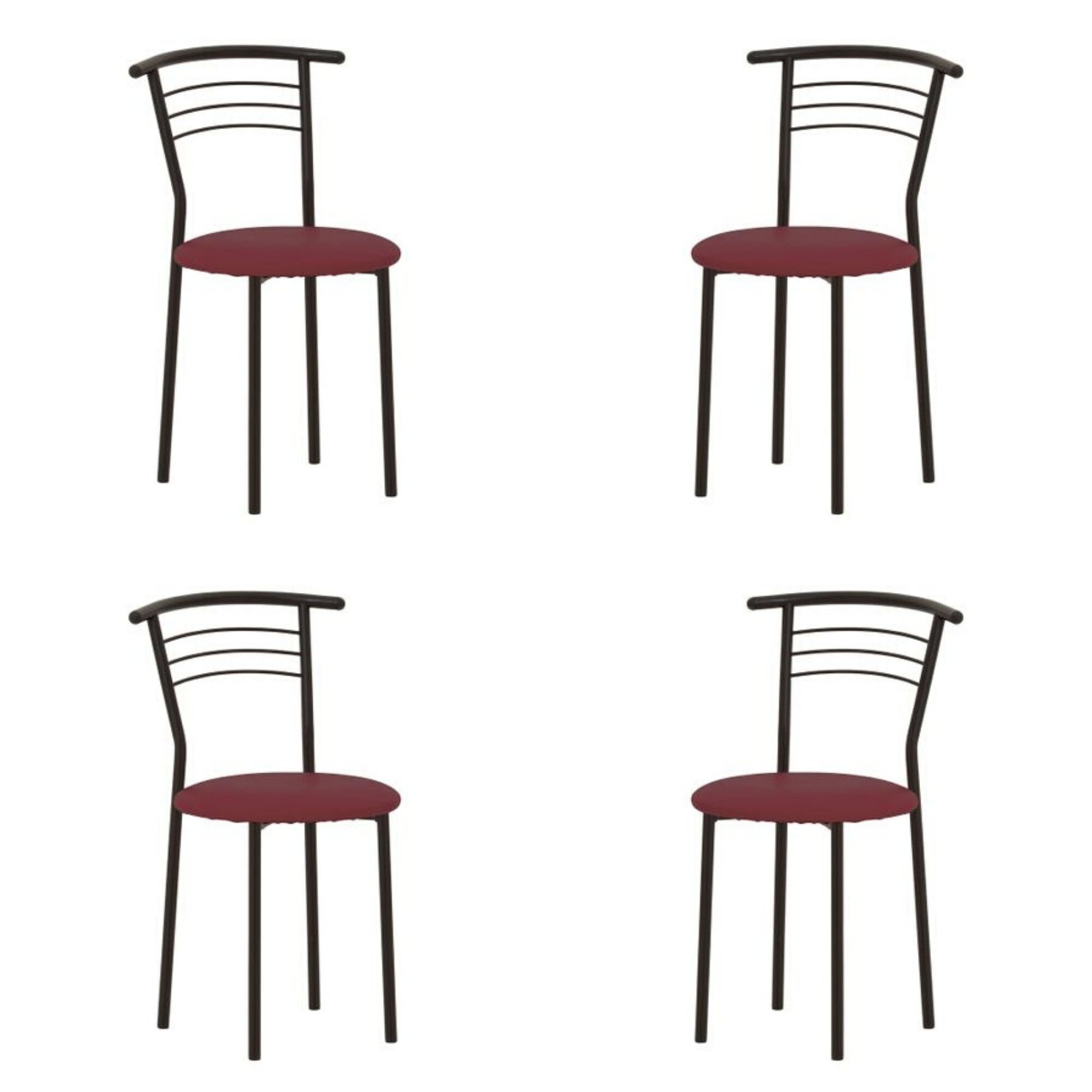 Set 4 scaune dining/bucatarie MARCO Black, Carmin piele ecologica