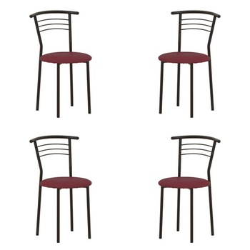 Set 4 scaune dining/bucatarie MARCO Black, Carmin piele ecologica Set 4 scaune dining/bucatarie MARCO Black, Carmin piele ecologica