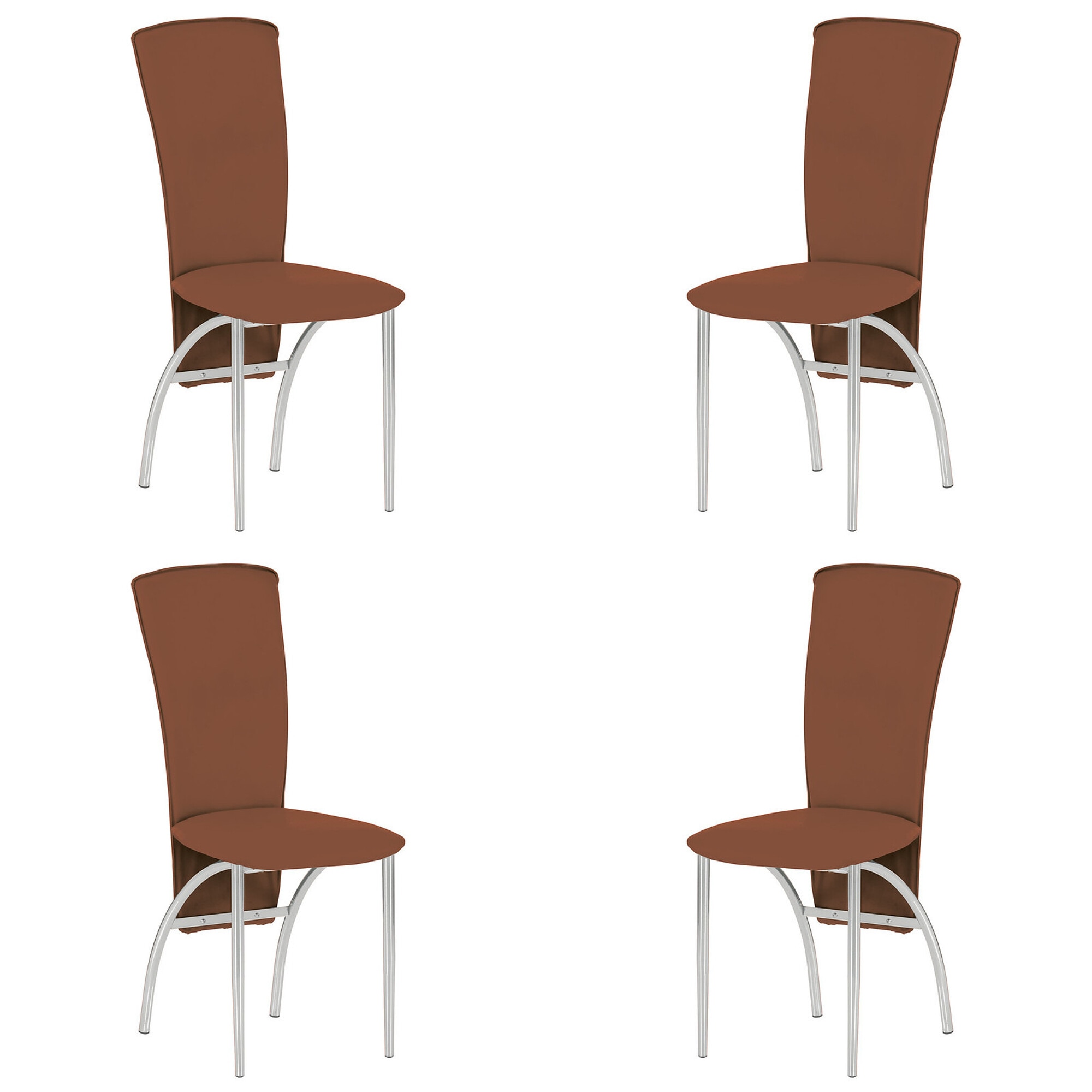 Set 4 scaune dining/bucatarie AMELY, Maro piele ecologica