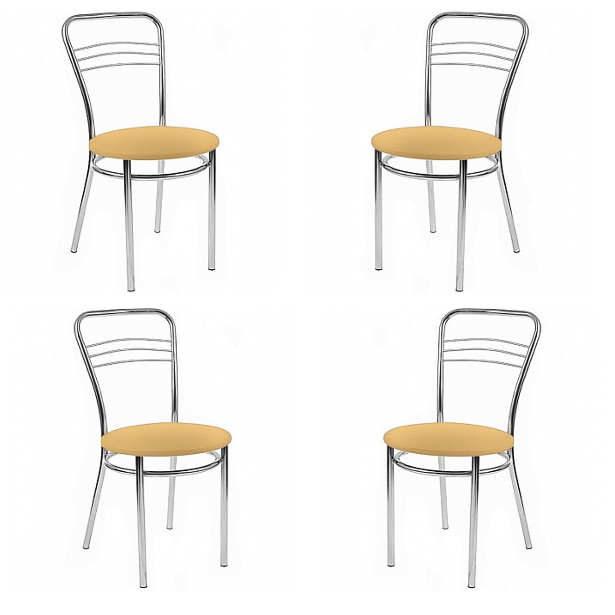 Set 4 scaune dining/bucatarie ARGENTO, Ocru piele ecologica