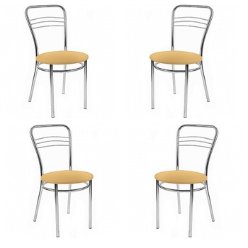 Set 4 scaune dining/bucatarie ARGENTO, Ocru piele ecologica