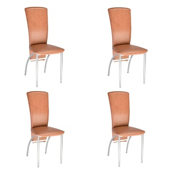 Set 4 scaune dining/bucatarie AMELY, Aramiu piele ecologica