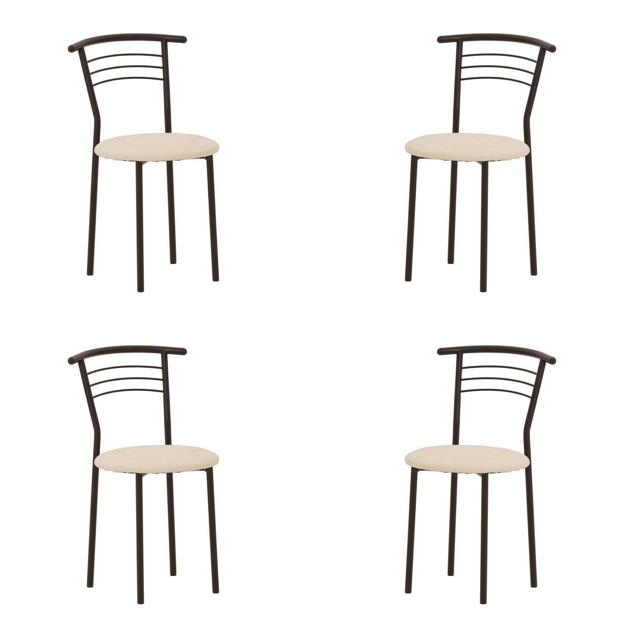 Set 4 scaune dining/bucatarie MARCO Black, Crem piele ecologica