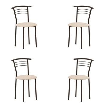 Set 4 scaune dining/bucatarie MARCO Black, Crem piele ecologica Set 4 scaune dining/bucatarie MARCO Black, Crem piele ecologica