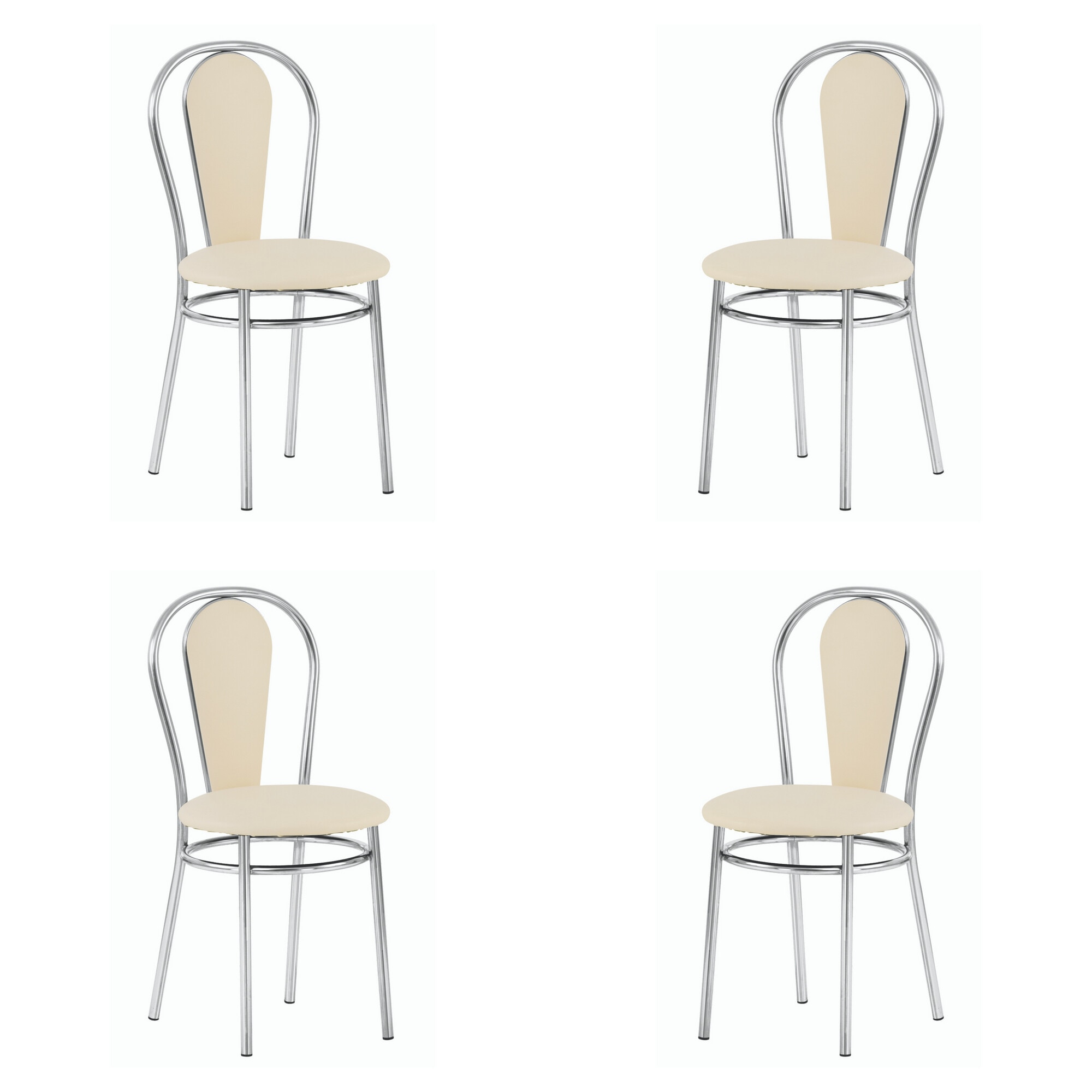 Set 4 scaune dining/bucatarie FLORINO, Crem piele ecologica