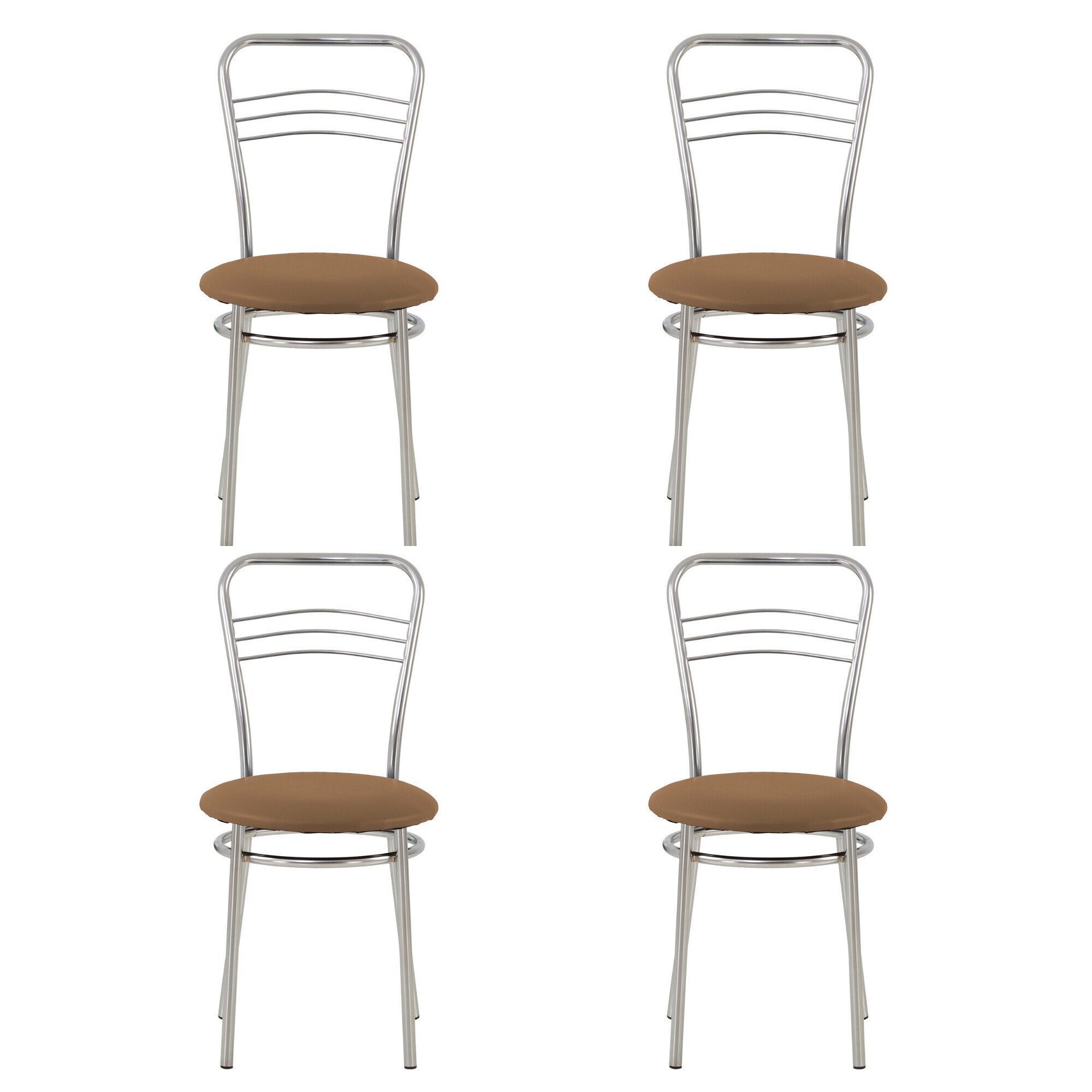 Set 4 scaune dining/bucatarie ARGENTO, Maro piele ecologica