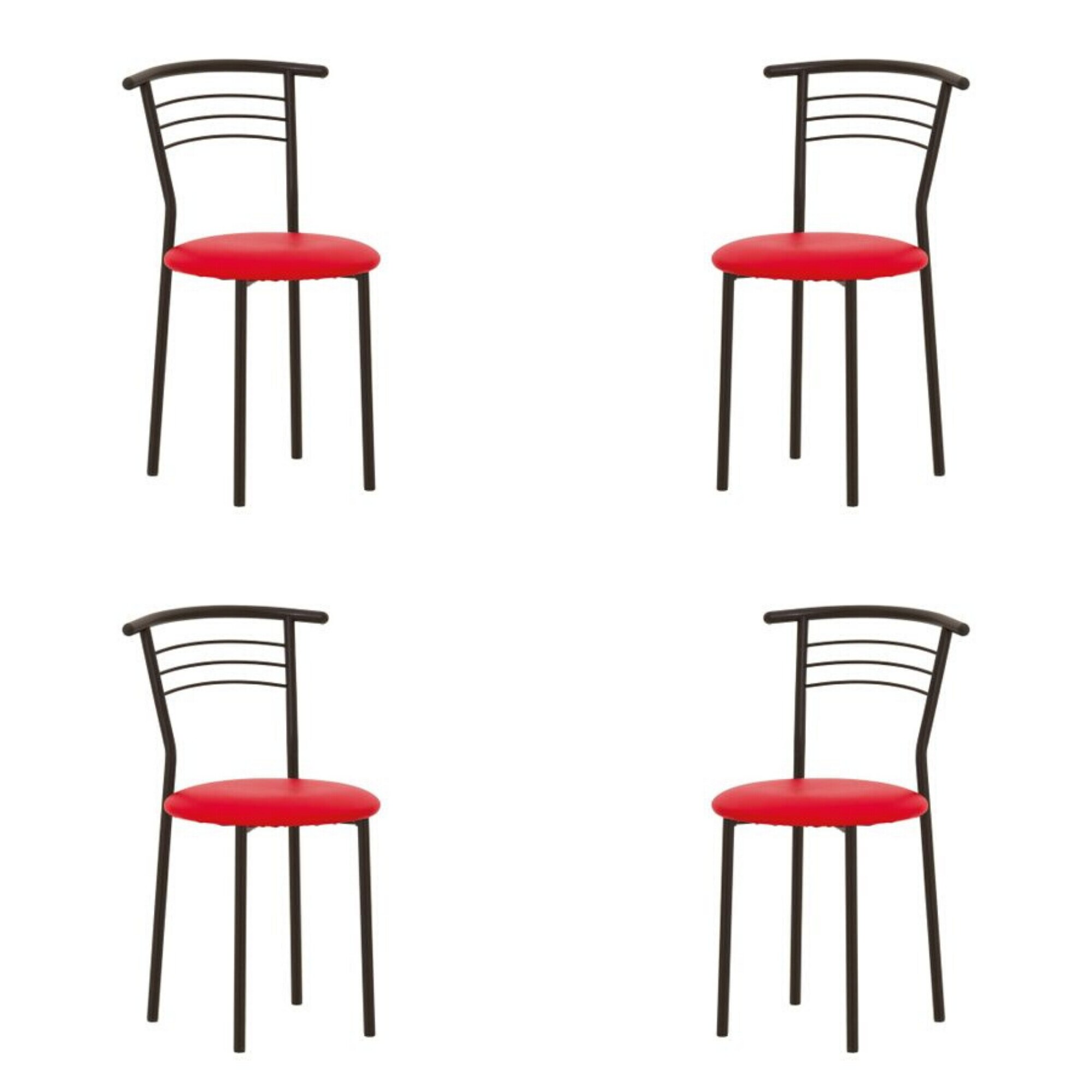 Set 4 scaune dining/bucatarie MARCO Black, Rosu piele ecologica