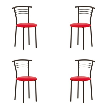 Set 4 scaune dining/bucatarie MARCO Black, Rosu piele ecologica