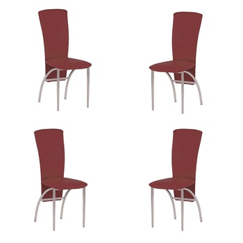 Set 4 scaune dining/bucatarie AMELY, Carmin piele ecologica