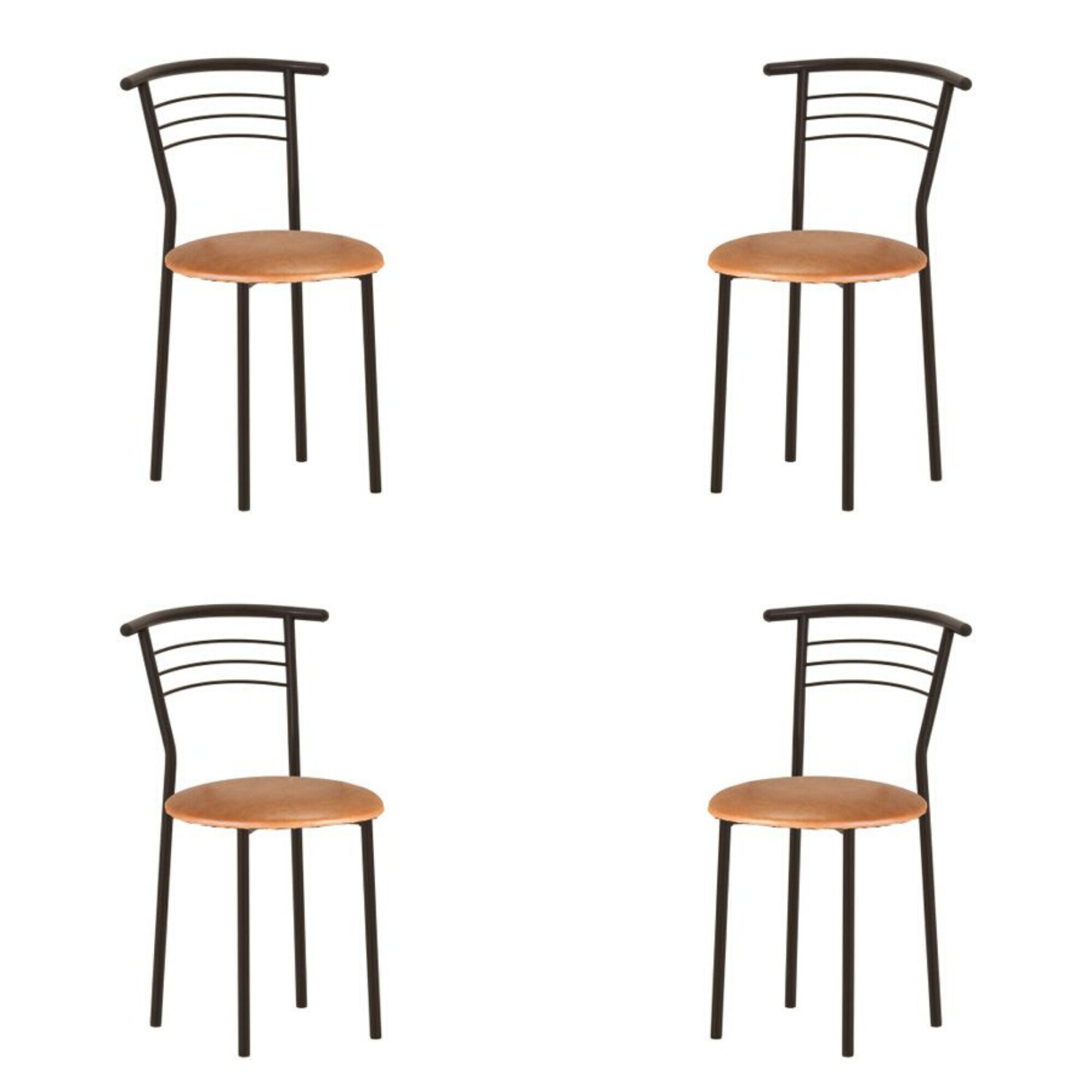 Set 4 scaune dining/bucatarie MARCO Black, Aramiu piele ecologica